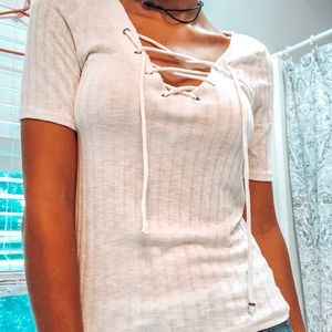 American Eagle lace up soft and sexy tee